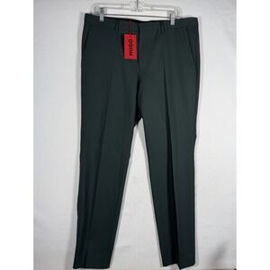 NWT Hugo Boss Hesten 232x Suit Pants Mens 36R Extra Slim Performance Solid Green